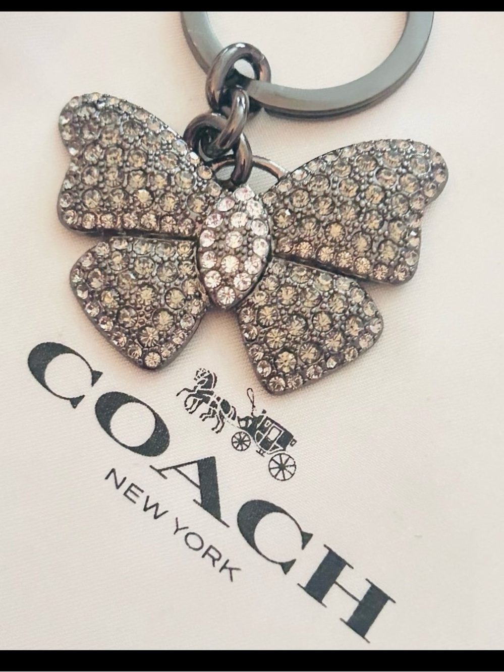 EXTREMELY RARE Vintage Coach Y2K Crystal Butterfly Keychain/ Bag Charm - Picture 6 of 13
